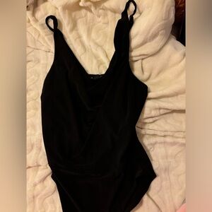 black low cut body suit, size s